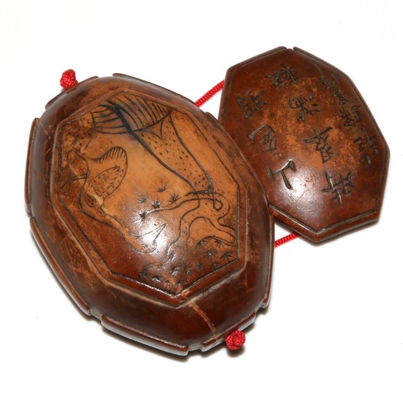 Antique Asian Chinese hand carved turtle shaped trinket box - repaired - Picture 4 of 9